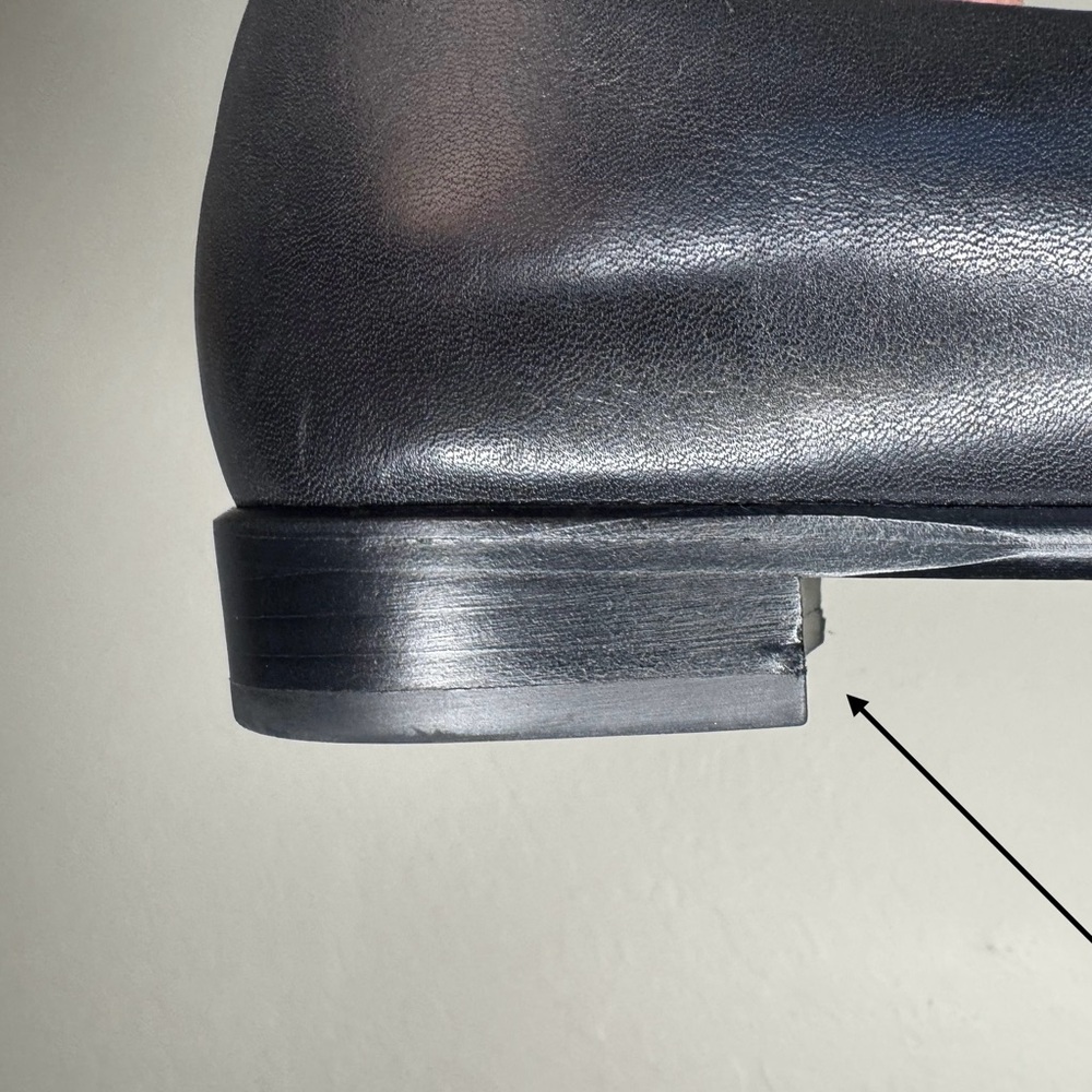 RAG & BONE Aslen Black Leather Loafer With Silver Chain Detail Square Toe Sz 40 - Picture 12 of 16